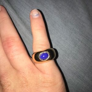 Urban Outfitters thick gold ring with blue stone
